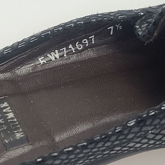 Stuart Weitzman Black Snakeskin Python Slip On Loafer 7 1/2 - Picture 7 of 16